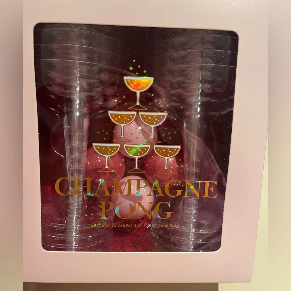 Champagne Pong Set — Pink Party Glasses & Balls by
